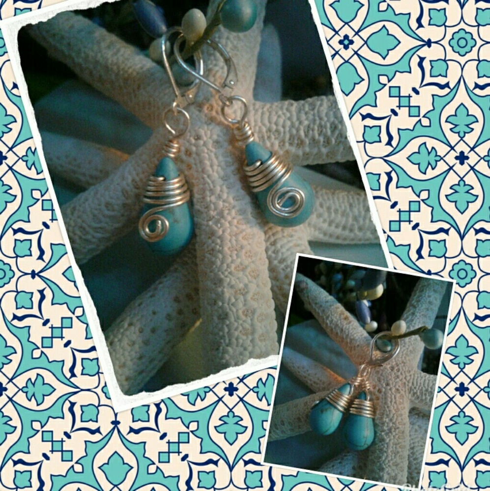 BOHO HOWLITE TURQUOISE & STERLING SILVER EARRINGS